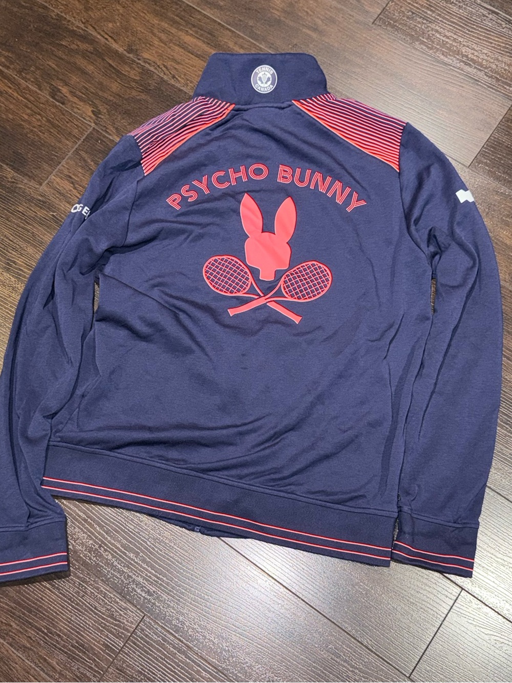 Psycho Bunny National Bank Open Tennis Track Jacket Navy Blue Mens Size Medium
